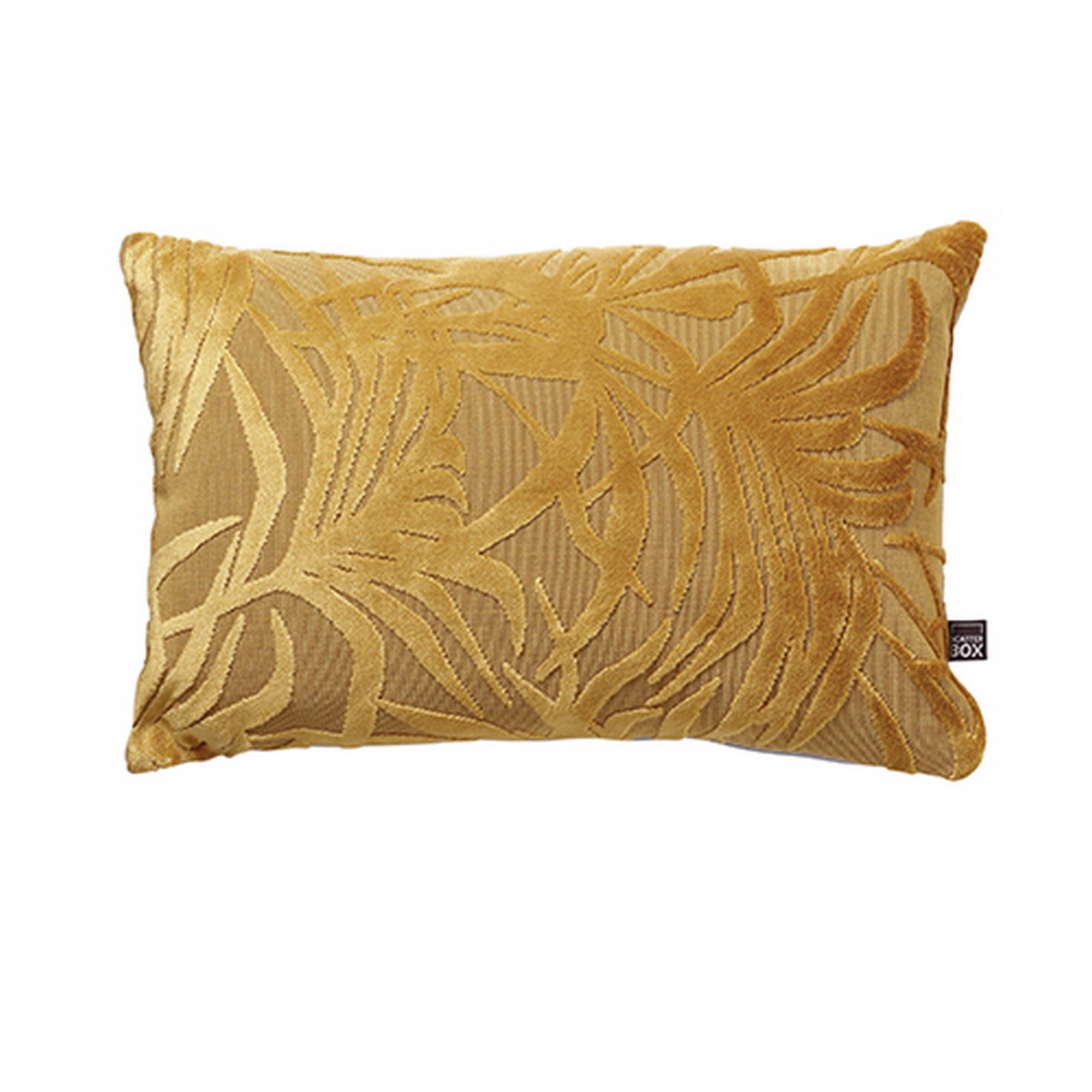 Cali Botanical Leaf Bolster Cushion In Yellow